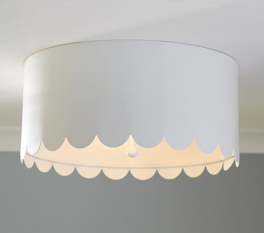 Scalloped White Metal Flushmount